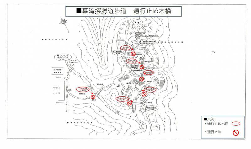 幕滝遊歩道　通行止め